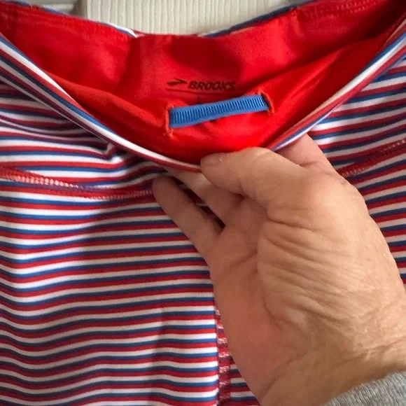 Brooks Red and Blue Striped Athletic Shorts - Picture 3 of 7